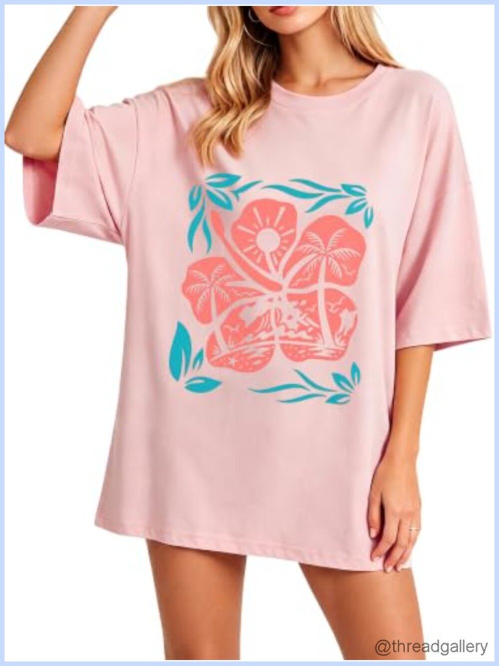 Womens Vintage Floral Graphic Tee Oversized Wildflower Short Sleeve